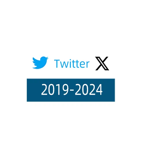 Twitter与X logo。2019-2024。