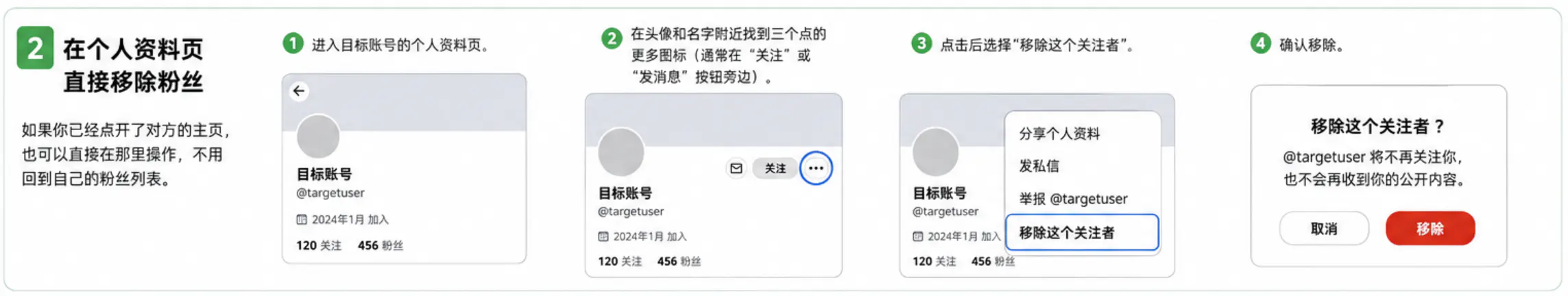 在个人资料页直接移除粉丝
